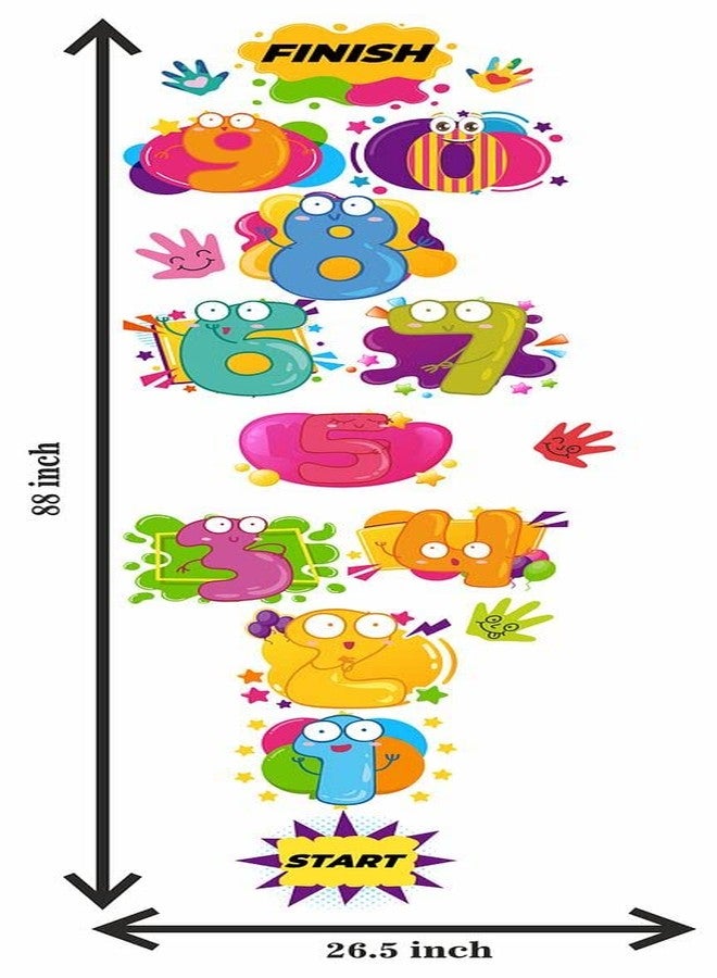 CVANU Hopscotch Game Stickers Number Jumping Grid Game Colourful Hands Funny Face Design Floor Decals PVC Vinyl for Children Living Room, Home and Play School, Multicolour, Size (26.5x88) inch - Image 5